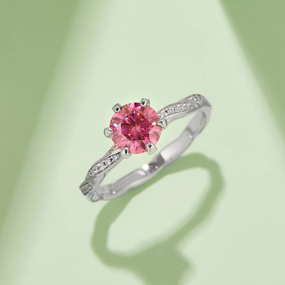 Woven Finger Soft S925 Silver Plated Platinum Moissanite Women's Ring 1 Carat D-Class
